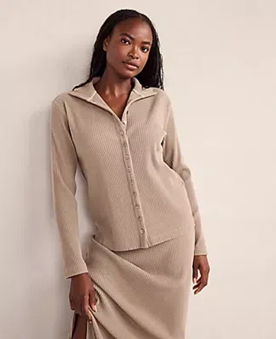 Ann Taylor Haven Well Within Ottoman Rib Button-front Top In Neutral