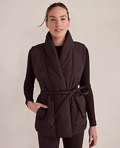 Ann Taylor Haven Well Within Quilted Puffer Belted Vest In Brown