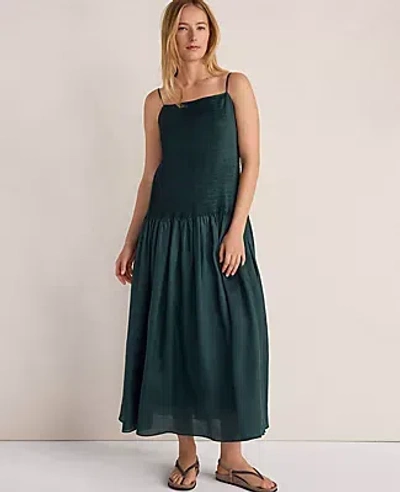 Ann Taylor Haven Well Within Ramie Blend Pleated Maxi Dress In Green