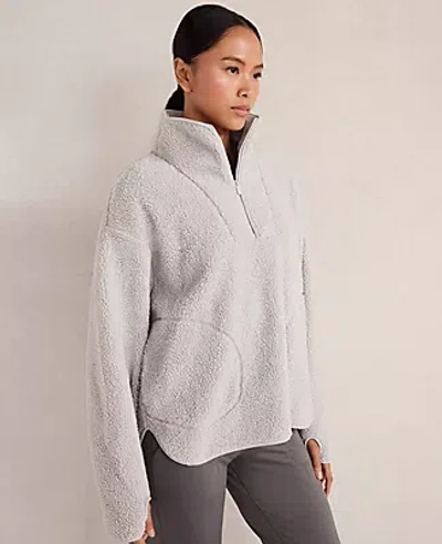 Ann Taylor Haven Well Within Sherpa Half-zip Mock Neck Pullover In Gray