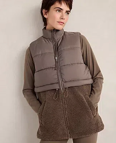 Ann Taylor Haven Well Within Sherpa Puffer Vest In Brown