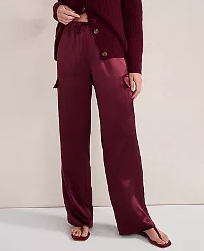 Ann Taylor Haven Well Within Silk Cargo Pants In Burgundy