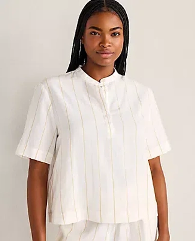 Ann Taylor Haven Well Within Silky Linen Blend Top In White