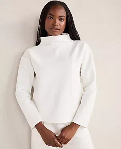 Ann Taylor Haven Well Within Soft-brushed Fleece Funnel Neck Pullover In White