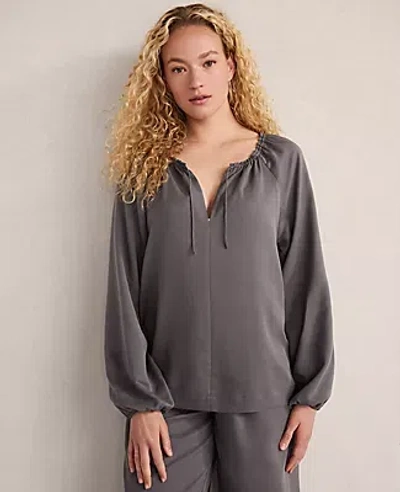 Ann Taylor Haven Well Within Washed Split Neck Top In Gray
