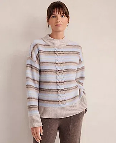 Ann Taylor Haven Well Within Wool Blend Cable Stripe Crewneck Sweater In Multi
