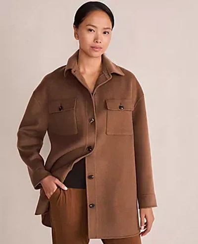 Ann Taylor Haven Well Within Wool Blend Oversized Shaket In Brown