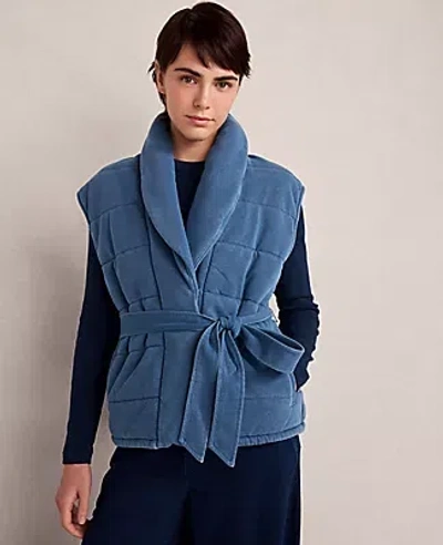 Ann Taylor Haven Well Withinindigo Cotton Terry Quilted Vest In Blue