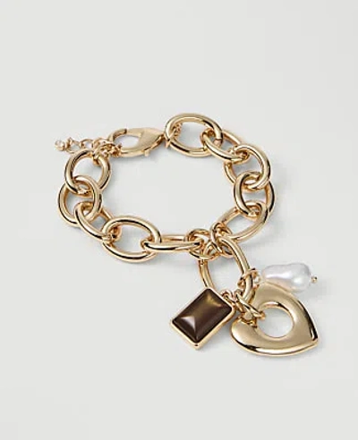 Ann Taylor Heart Charm Bracelet In Gold