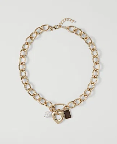 Ann Taylor Heart Charm Necklace In Gold