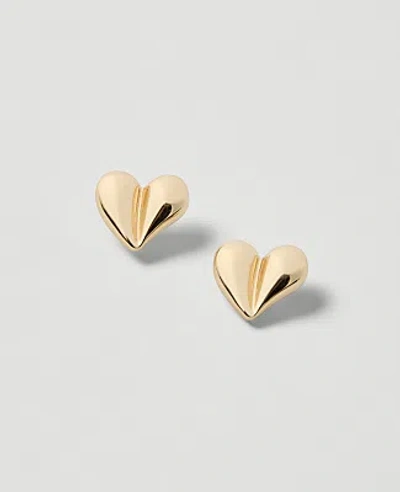 Ann Taylor Heart Stud Earrings In Goldtone