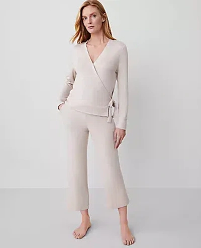 Ann Taylor Heathered  Wide Leg Lounge Pant In Granola Heather