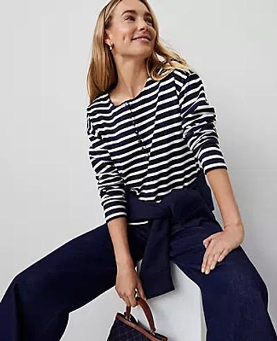 Ann Taylor Henley Popover Top In Pure Sapphire