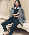 Ann Taylor Herringbone Double Breasted Peacoat In Gray