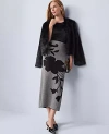 Ann Taylor Herringbone Floral Jacquard Sweater Skirt In Black