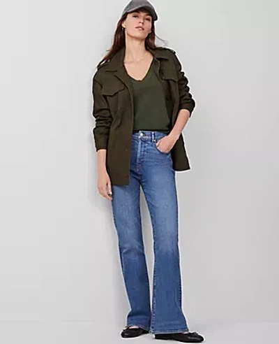 Ann Taylor High Rise Flare Jeans In Luxe Medium Wash