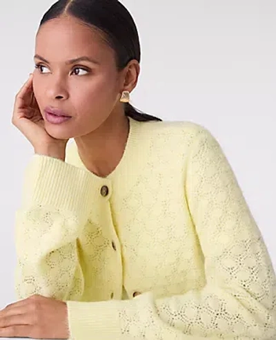 Ann Taylor Honeycomb Stitch Cardigan In Yellow