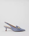 Ann Taylor Horsebit Fringe Suede Kitten Heels In Dusty Blue