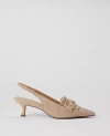 Ann Taylor Horsebit Fringe Suede Kitten Heels In Taupe