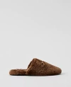 Ann Taylor Horsebit Fuzzy Slide Flat In Chocolate