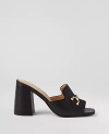 Ann Taylor Horsebit Leather Block Heel Sandals In Black