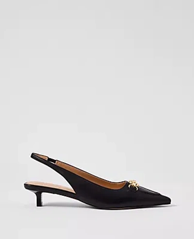 Ann Taylor Horsebit Leather Slingback Pump In Black