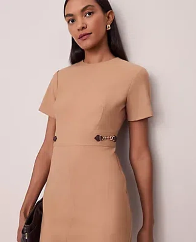 Ann Taylor Horsebit Midi Sheath Dress In Brown