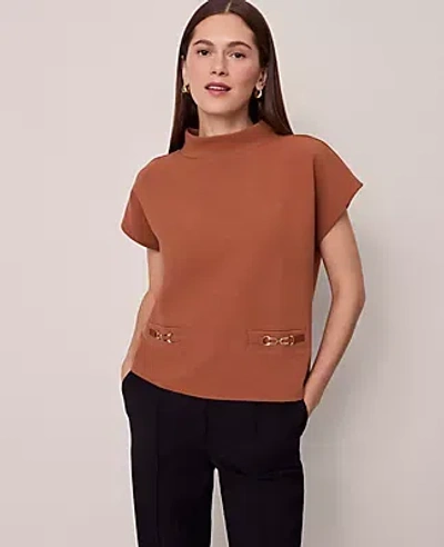 Ann Taylor Horsebit Mock Neck Top