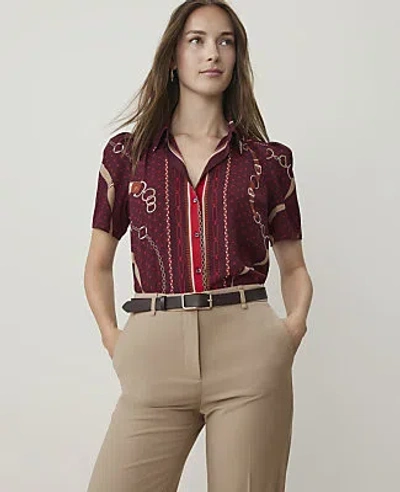 Ann Taylor Horsebit Print Button Down Shirt In A Purest Plum