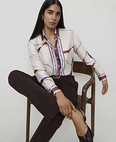 Ann Taylor Horsebit Print Modern Shirt In Sand Shell