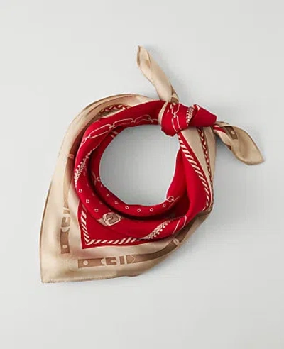 Ann Taylor Horsebit Print Silk Scarf In Bright Poppy