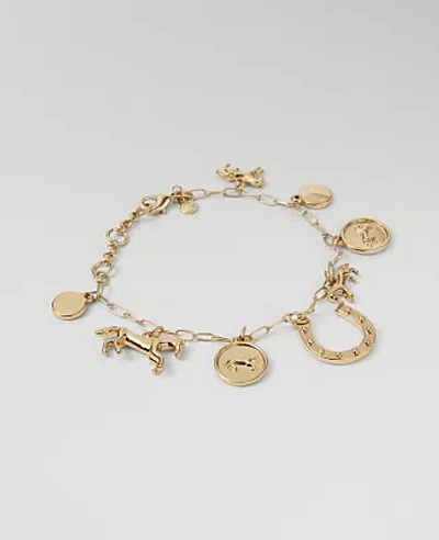 Ann Taylor Horseshoe Charm Bracelet In Goldtone