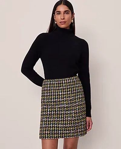 Ann Taylor Houndstooth Tweed Skirt In Black