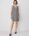 Ann Taylor Houndstooth V-neck Sleeveless Shift Dress In Black/white Multi