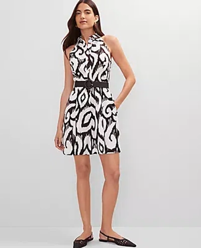 Ann Taylor Ikat Belted Linen-blend Romper