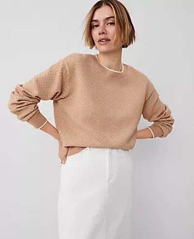 Ann Taylor Jacquard Wedge Sweater In Camel/white Combo