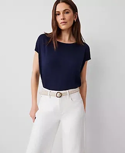 Ann Taylor Jersey Wedge Top In Industrial Navy