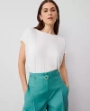 Ann Taylor Jersey Wedge Top In Winter White