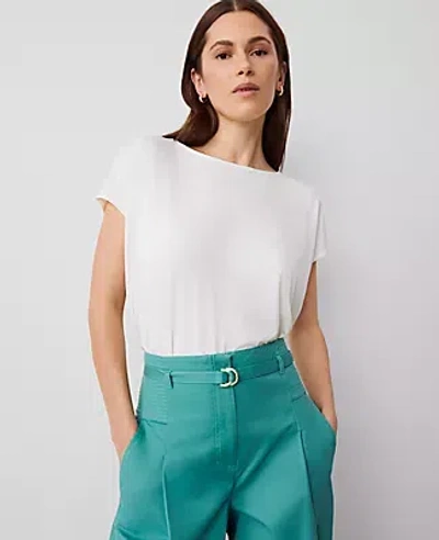 Ann Taylor Jersey Wedge Top In Winter White