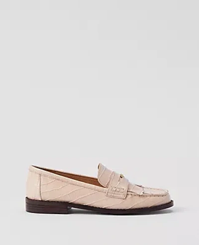 Ann Taylor Kiltie Croco Loafer In Pearl Shadow