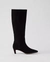 Ann Taylor Kitten Heel Suede Boot In Black
