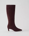 Ann Taylor Kitten Heel Suede Boot In Carob