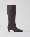 Ann Taylor Kitten Heel Suede Boot In Dark Grey