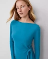 Ann Taylor Knit Boatneck Wrap Dress In Balmy Blue