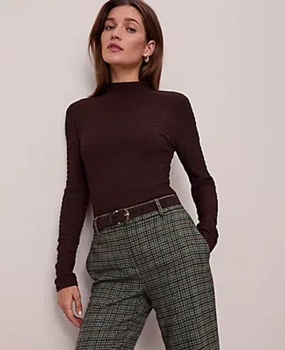 Ann Taylor Petite Knit Mock Neck Top In Brown
