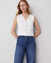 Ann Taylor Knit V-neck Vest In White