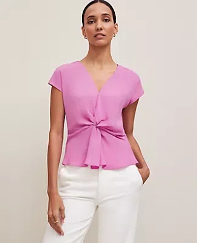 Ann Taylor Knotted V-neck Top In Orchid Glow