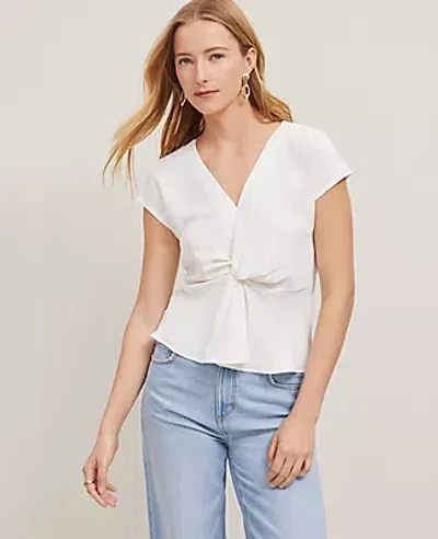Ann Taylor Knotted V-neck Top In Winter White