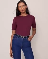Ann Taylor Lace Back Ponte Top In Burgundy