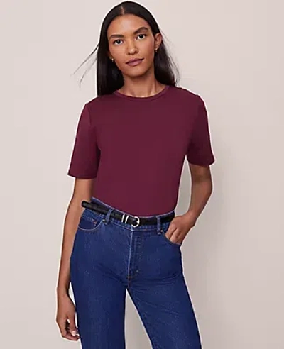 Ann Taylor Lace Back Ponte Top In Burgundy